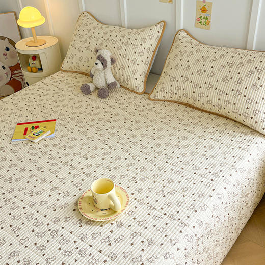 【母婴级面料❗️舒适细腻质感】ins风全棉床盖三件套裸睡夹棉纯棉床单防滑床垫保护罩a类软褥子。ja 商品图3