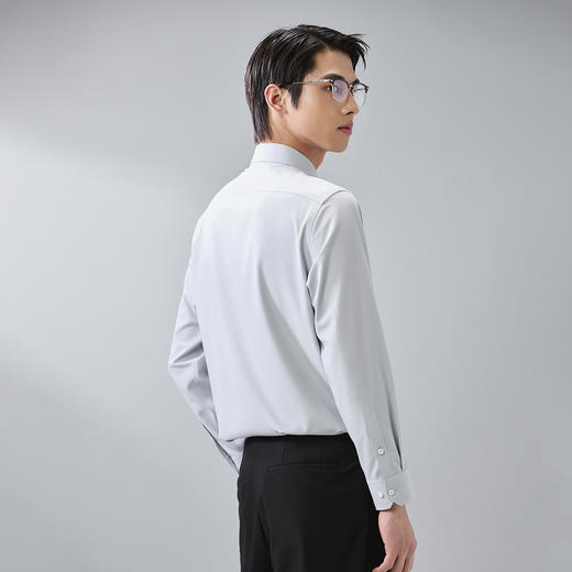 GXG男装【含桑蚕丝】25秋季简约纯色日常休闲男式翻领长袖衬衫K&C 商品图6