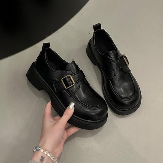 【YW】无忧购英伦风加绒小皮鞋女一脚蹬复古学院风百搭厚底乐福鞋5801#（截单后3-5天发货） 商品图3