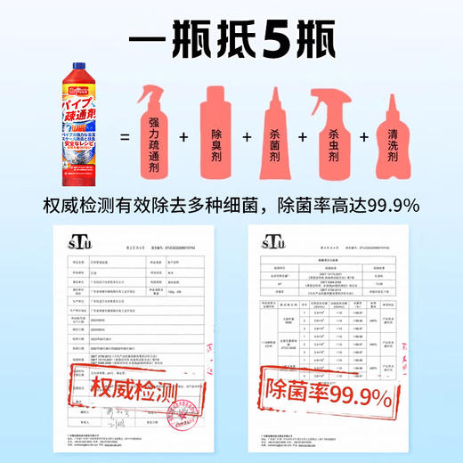*巨奇严选 管道疏通剂强力溶解厨房下水道油污厕所马桶疏通神器3瓶装 商品图3