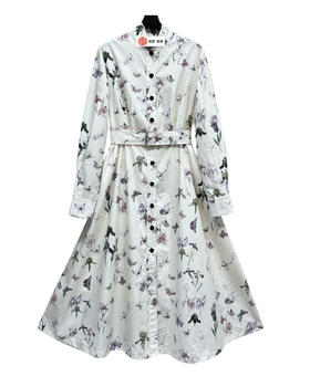 女款蝴蝶印花长袖连衣裙zh010