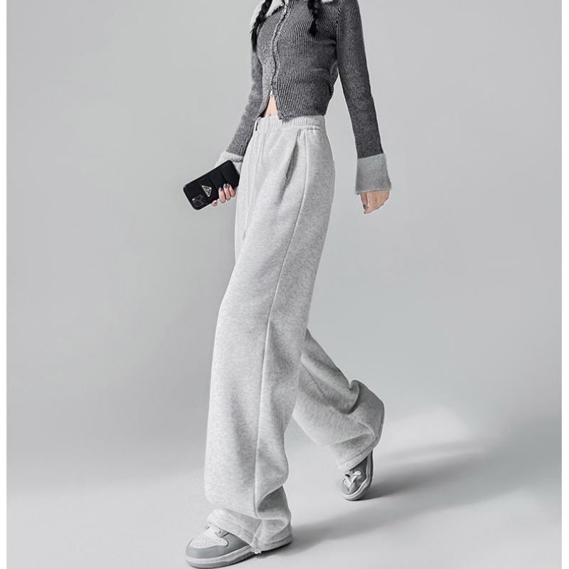 人手一条！巨巨巨保暖！软软包裹感！【梦惠妮 700g羊羔绒美式两穿卫裤】遮腿型 束脚/阔腿自由调节 暖烘烘加绒加厚卫裤 高腰直筒版型 藏肉显瘦显高 #M663