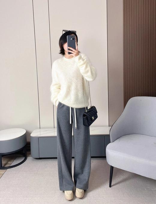 高品质神裤~【直筒羊毛裤】撞色的高腰裤腰边设计+窄腿阔版的版型，显瘦显腿长！无标发货WD 商品图3