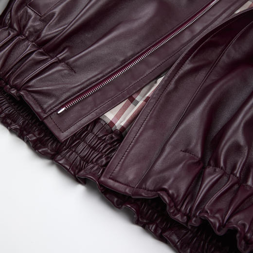 ROMISTUDIO英国进口哑光小羊皮抽褶轮廓感皮衣外套 RWCAWU6763 商品图4