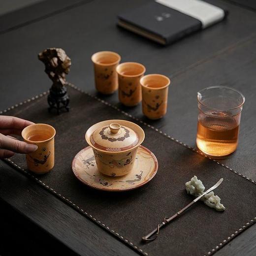 【超模君严选】敦煌文创官方出品，线下门店同款！【敦煌飞花映沙系列】（苏打釉 + 窑变）摸得到鸣沙山细沙感， 单人瓷器咖啡杯/茶壶6件套茶器/盖碗7件套茶器 商品图0