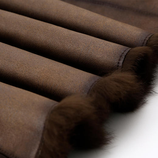 QP601斯尔丽2025冬季新款兔毛皮毛一体中长直身显瘦皮草狐狸毛领 商品图5