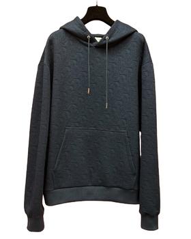 男款logo暗纹连帽卫衣he010