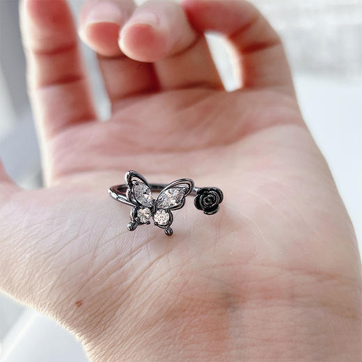小众蝴蝶系列滴油开口戒指女独特创意百搭指环戒指-纪念日百货门店同款 161910689 商品图4