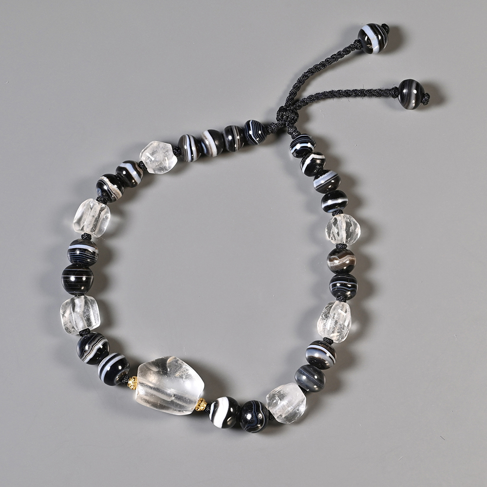 西亚高古白水晶+千年药师珠手串