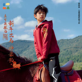 【新年款儿童连帽卫衣】森林棠26新款「拜年」儿童加绒柔软插肩袖连帽卫衣20361062