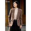 摩卡格纹羊毛夹棉西装 柔挺双感 附赠本布腰带 米思阳2025冬季轻职优雅修身立裁羊毛格纹一粒扣西装外套女5626 商品缩略图3