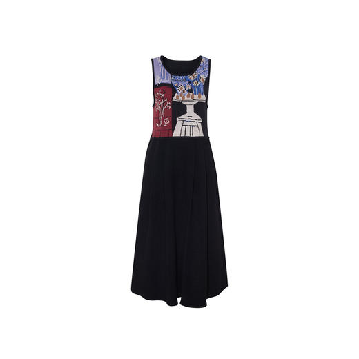 两三事 夜曲留白 2025冬季新款复古油画图案毛织无袖背心裙连衣裙 商品图4