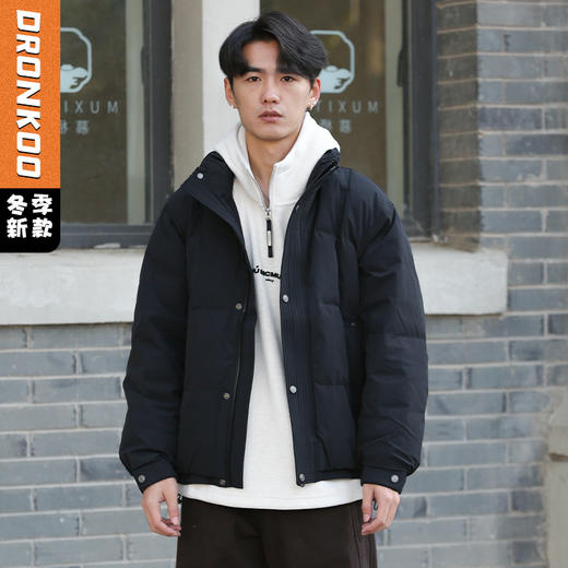 DRONKOO 2025 立领前襟绗线钉扣下摆双层基础短款中厚羽绒服 商品图0