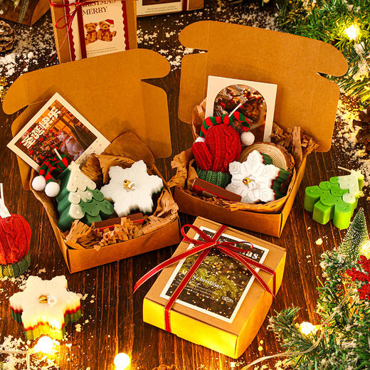 圣诞节香薰蜡烛礼盒 圣诞树姜饼人创意造型香氛蜡烛  diy伴手轻奢礼品 商品图0