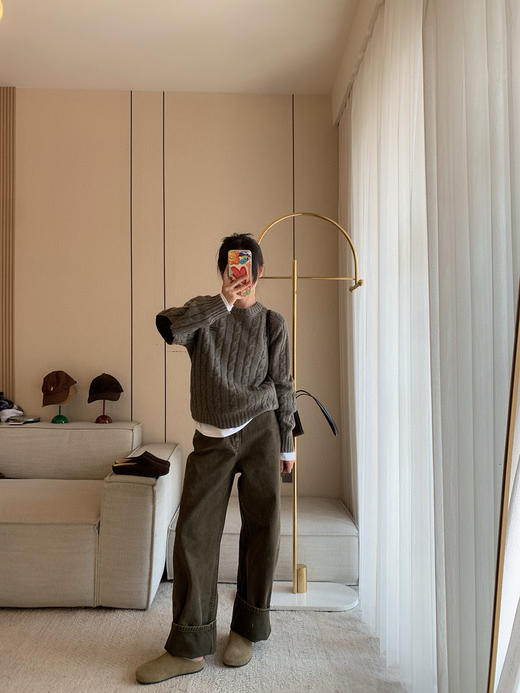 1128-9 微商相册 lew 复古墨绿 小直筒 牛仔裤 商品图4