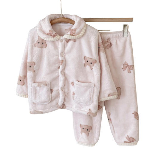 【99元起2套】面包兔儿童珊瑚绒家居服2025秋冬男童女童加厚加厚牛奶绒睡衣套装 商品图4