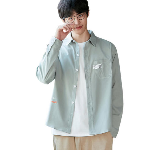 GXG男装2025春季时尚缉明线工艺户外休闲百搭翻领长袖衬衫K&C 商品图9