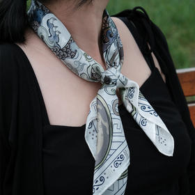 文物元素艺术丝巾两款可选 双面真丝绸缎披肩丝巾 纪念礼物