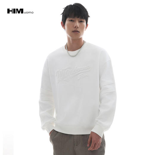 HIM漢崇【商场同款】宽松柔弹长袖圆领卫衣男字母水溶刺绣工艺 商品图0