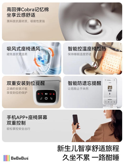 BeBeBus天文家pro智能  新生婴儿安全座椅车载通风（适用0～7岁） 商品图6