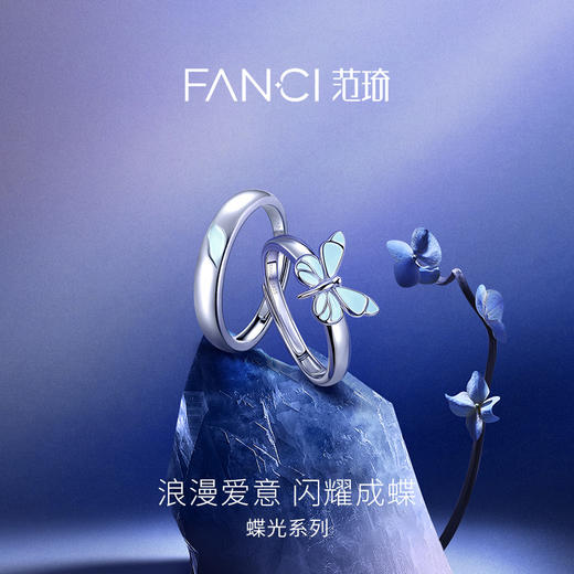 Fanci范琦蝶光情侣对戒S925银戒指ins风蝴蝶小众轻奢送女友礼物 商品图1