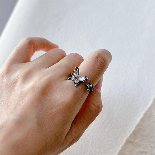 小众蝴蝶系列滴油开口戒指女独特创意百搭指环戒指-纪念日百货门店同款 161910689 商品图3