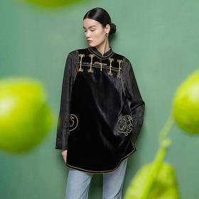 【林栖设计小店】马夹真丝丝绒改良坎肩2026早春新款绣花上衣1961074