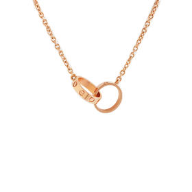 【98新】Cartier卡地亚LOVE系列B721230018K玫瑰金双环LOVE项链链长约44cm女士251125AK01