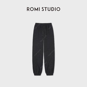 ROMI STUDIO“松弛有度”绵羊毛混纺软糯休闲抽绳束脚裤RWCAX86826
