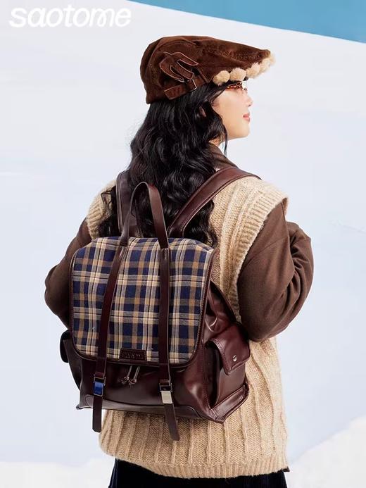 早乙女惠子saotome/STMPSBB14738/格纹皮双肩包 商品图1