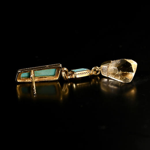 商代绿松石+南亚高古黄水晶不对称耳环 商品图6