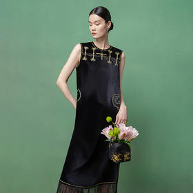 【林栖设计小店】真丝丝绒连衣裙拼金丝2026早春新款国风长裙1961147