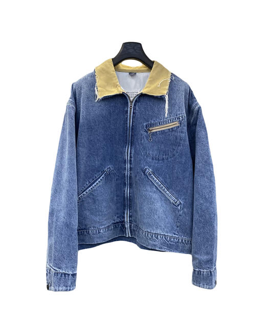 中性款灯芯绒领做旧牛仔外套la016 商品图0