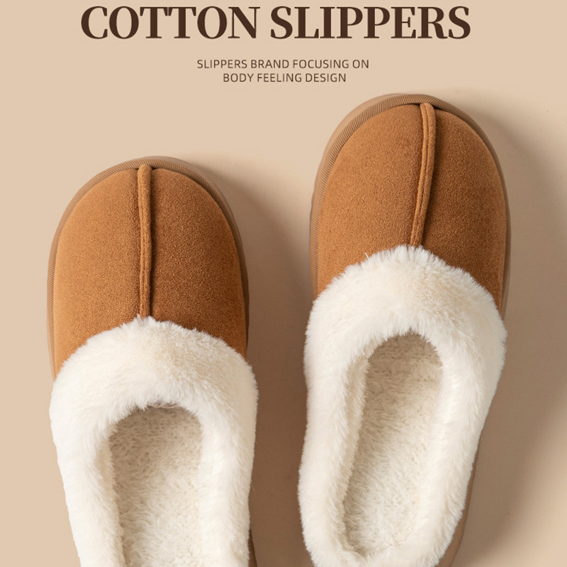 【柔软温暖舒适❗️居家幸福感爆棚】冬季棉拖鞋保暖居家休闲棉拖情侣室内舒适家用毛绒磨砂棉拖鞋。ja