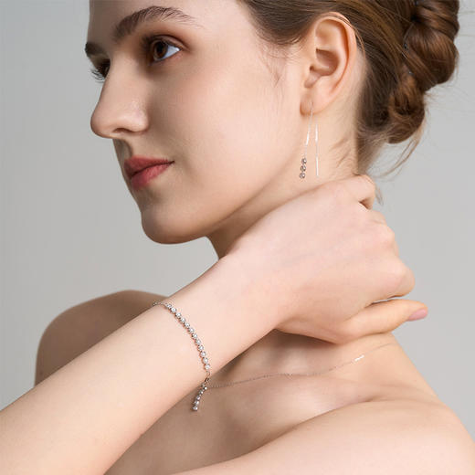 【甄选钻饰】【专享】钻石世家 星辰系列 18k金钻石耳钉 八边形设计感耳线耳饰 商品图4