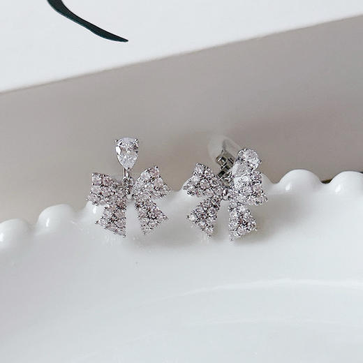 水钻蝴蝶结耳环女轻奢复古气质满钻耳夹-纪念日百货门店同款167750807 商品图1