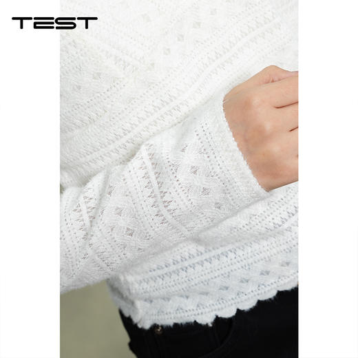 冬上新法式V领蕾丝修身收腰打底衫1254135 商品图5