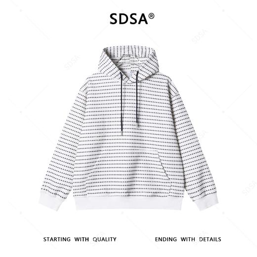 WY1458SDSA男士秋冬新款痞帅男装简约撞色条纹连帽卫衣百搭肌理感上衣 商品图1