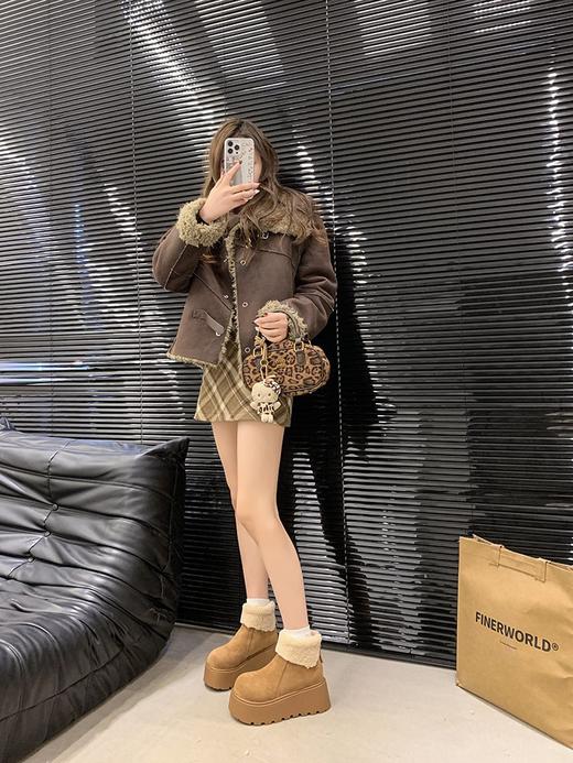 【YW】无忧购复古厚底增高雪地靴女防滑加绒保暖棉鞋F009（截单后3-5天发货） 商品图1