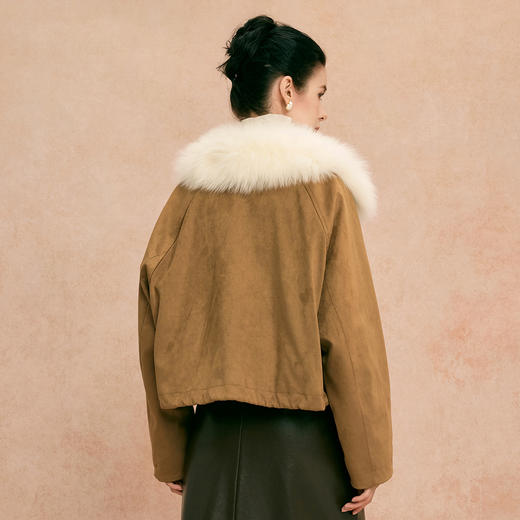 QP603斯尔丽2025冬季新款狐狸毛内胆鹅绒保暖轻薄短款廓形时尚皮草 商品图1