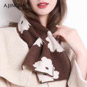 【100%澳洲羊毛】阿菁娜温暖提花双面加厚保暖羊毛小围巾F30D320008