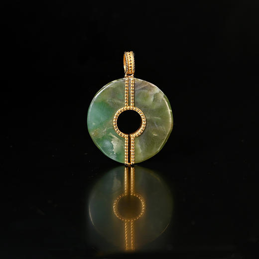 高古碧玉玦+18K金镶嵌项坠 商品图1