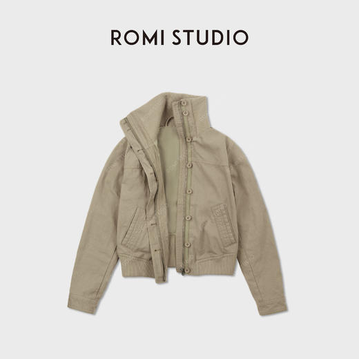 ROMI STUDIO"美式复古"珠帆布肌理感YKK拉链夹克外套 RWCAW87233 商品图1