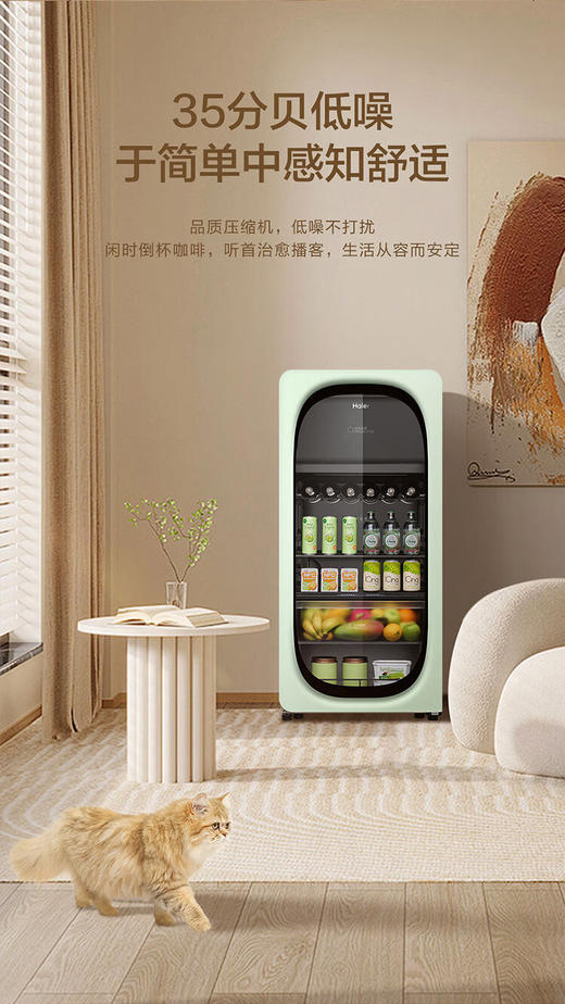 海尔（Haier）【新品】169升风冷无霜冰吧冻藏双温分区存储茶叶饮料水果保湿保鲜柜家用客厅办公室冷藏冷冻酒柜 【新品】烟波绿169L冻藏双温双控 商品图12