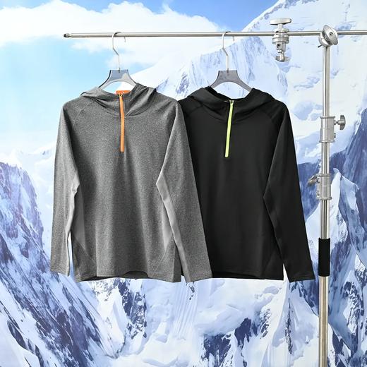 25年新款 男士连帽户外运动薄绒卫衣半拉链套头训练外套长袖 商品图1