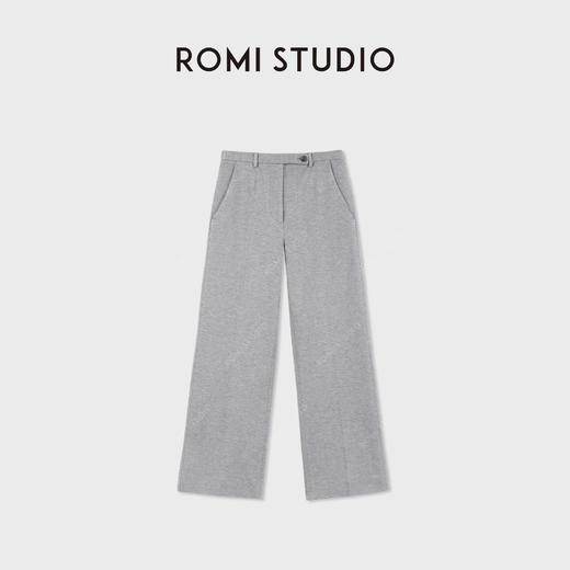 ROMISTUDIO“洒脱有型”锦氨混纺立体缝线直身灰西裤 RWCWXG6747 商品图1