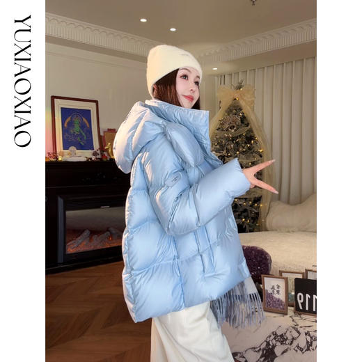 余潇潇【零度环游】波兰95白鹅绒三防时尚连帽长款宽松羽绒服保暖 商品图2