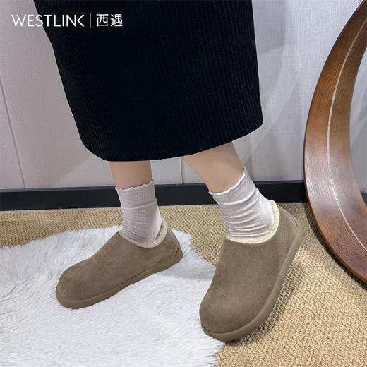 西遇一脚蹬勃肯鞋女新款冬季复古外穿毛毛鞋保暖加绒雪地靴K0057321 商品图1