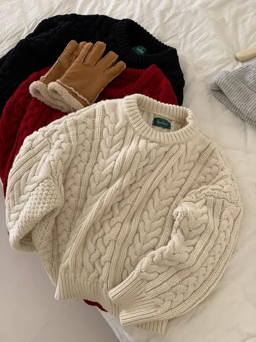 【YW】无忧购韩系复古浮雕麻花毛衣女秋冬慵懒纯色针织上衣2246#（截单后3-5天发货） 商品图3