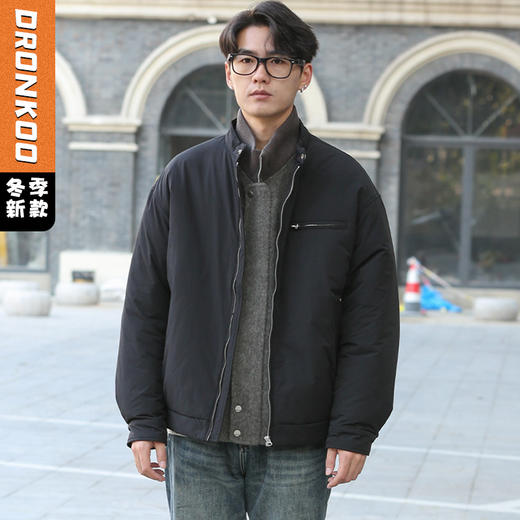DRONKOO 2025 立领防风扣左侧拉链短款厚棉服 商品图0